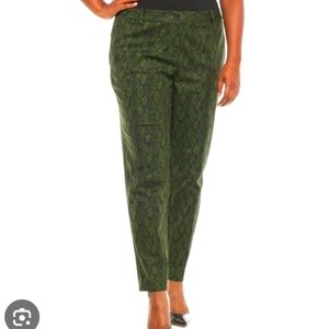 MICHAEL Kors Green Cropped Ankle Pants Snakeskin Dressy Career Office 10 Large